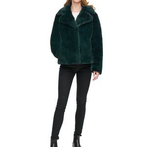 New DKNY faux fur coat xs 0 2 beautiful fancy jacket green 🎁 Christmas birthday